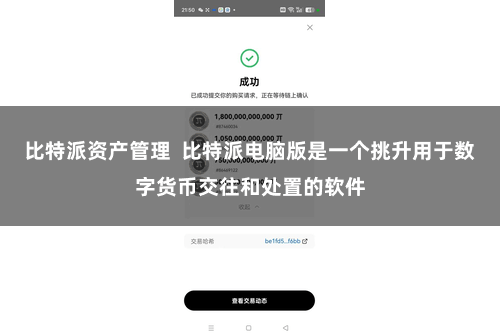 比特派资产管理  比特派电脑版是一个挑升用于数字货币交往和处置的软件