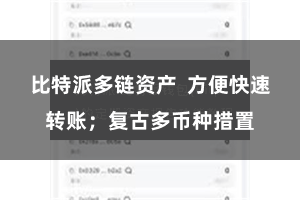 比特派多链资产  方便快速转账；复古多币种措置